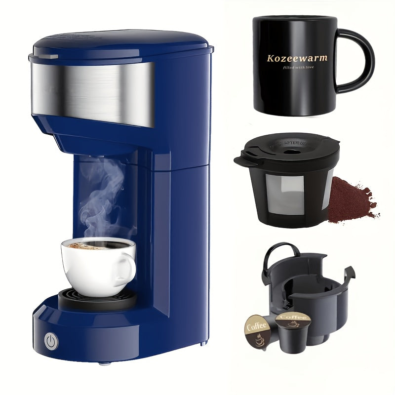 3-in-1 Coffee and Tea Maker for K-Cup Pods and Ground Coffee, Compact Single-Serve Brewer with Water Reservoir for Home Kitchens and Offices