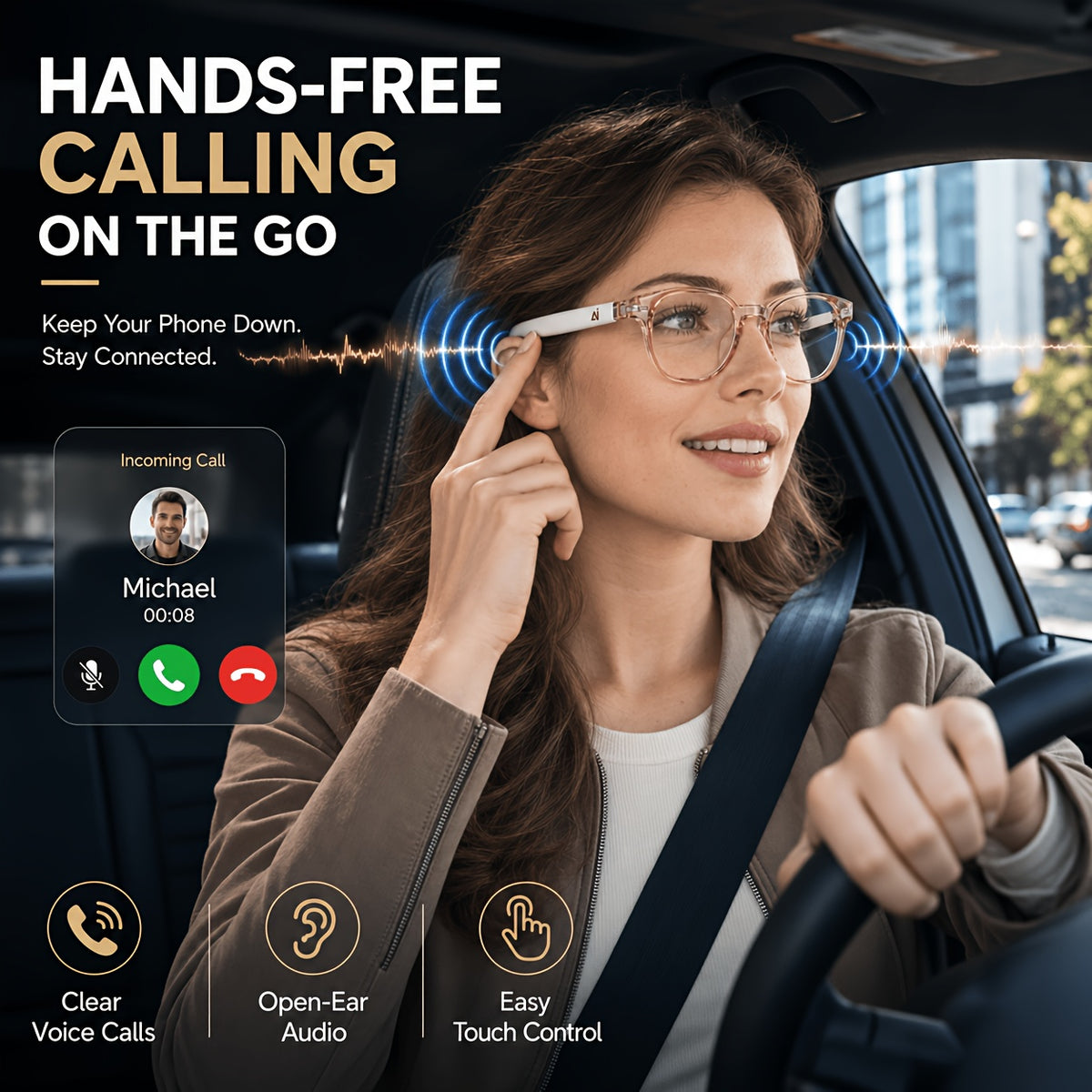 Smart Audio Translation Glasses with Built-In Microphone and Speaker, M09A, YX04 and Translucent Pink Options for Travel Conversations, Calls and Office Use