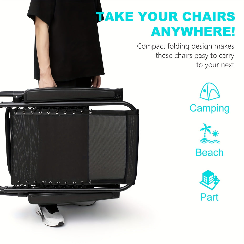 Portable Zero Gravity Lounge Chair with Adjustable Pillow, Single Folding Outdoor Recliner in Listed 26-Inch or 29-Inch Options for Patio, Beach and Camping Rest