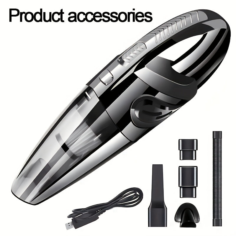 USB-Rechargeable Handheld Vacuum Cleaner in Black Upgraded Version, Listed Wireless Portable Design for Car Interiors, Home, Office and Crevice Cleanup