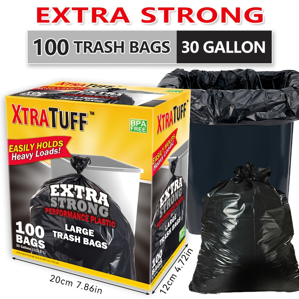 30 Gallon Trash Bags, 100-Count Disposable Garbage Can Liners with Clear and Standard Bag Options for Household Cleanup, Garden Waste and Commercial Use