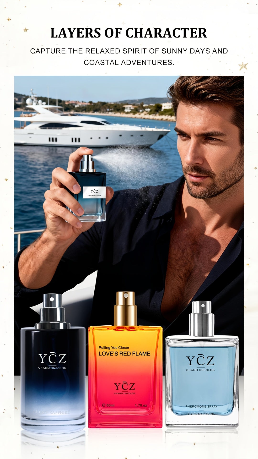 Men's Chypre Eau de Toilette with Listed Woody, Orange Blossom, Leather and Mahogany Notes, Random Single-Bottle and Model Options Plus Two-Piece Perfume Set