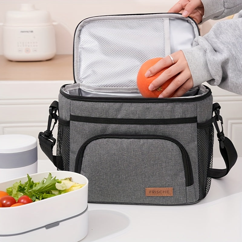 Insulated Lunch Bag with Adjustable Shoulder Strap and Carry Handle for Everyday Meal Transport, Reusable Work Lunch and Picnic Carrier in Three Color Options