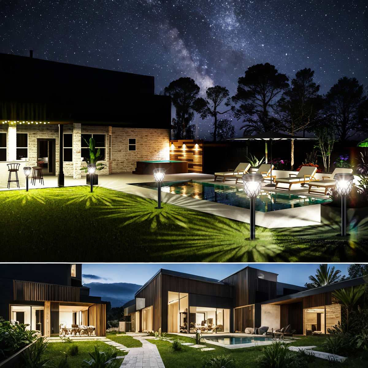 Solar Pathway Stake Lights with Cross Grid Design, Warm Light 6-Pack or White Light 10-Pack, Polypropylene LED Garden Lamps for Yard and Patio Decoration