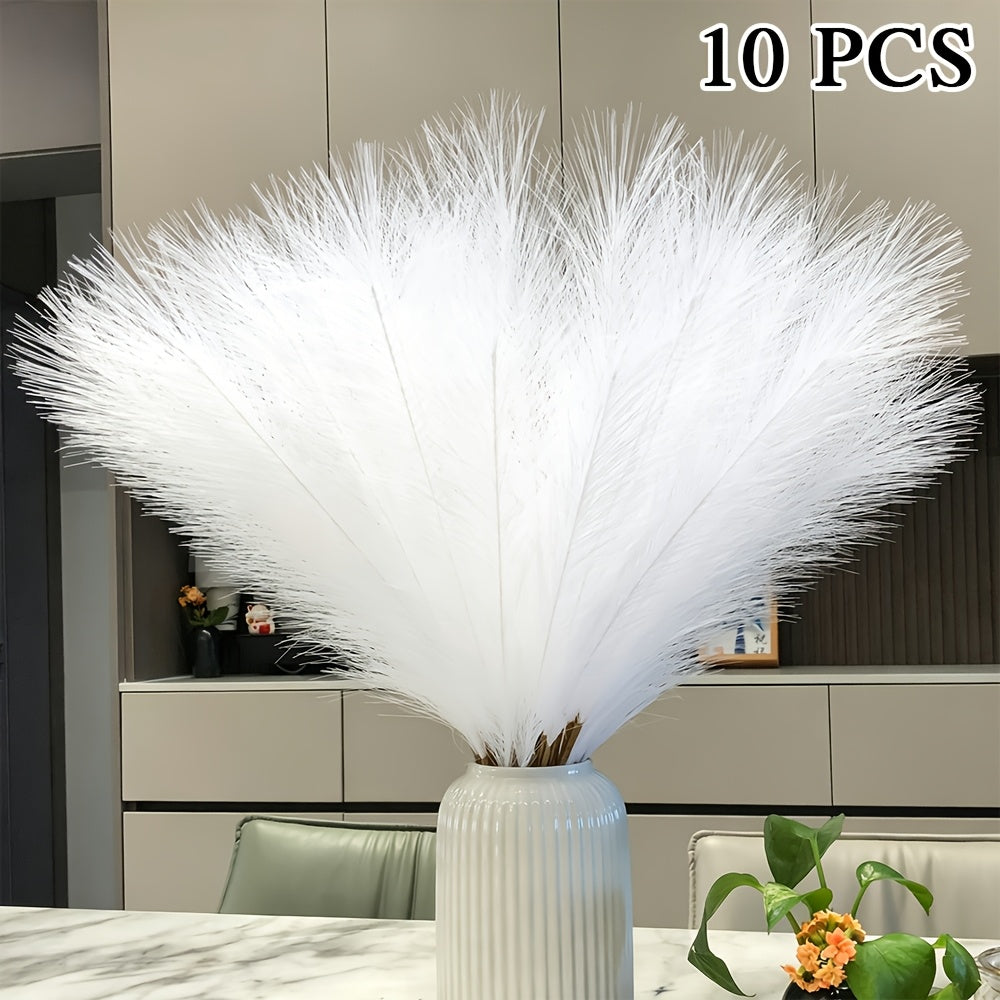 Artificial Pampas Grass for Boho Home Decor, Listed 10-Piece Bouquet for Living Room, Dining Table, Bedroom and Wedding Arrangements, Vase Not Included