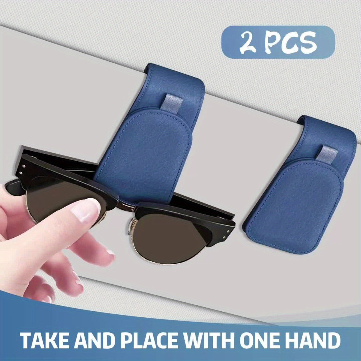 Magnetic Car Visor Sunglasses Holder by Sotfamily, Two-Piece Cloth Glasses Clip Set with Pink, Black or Gray Selections for Vehicle Eyewear Storage