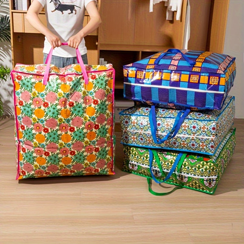 Single Zippered Moving Storage Bag in Six Color Options for Clothes, Bedding and Seasonal Supplies, Large-Size Wording for Closet and Under-Bed Organization