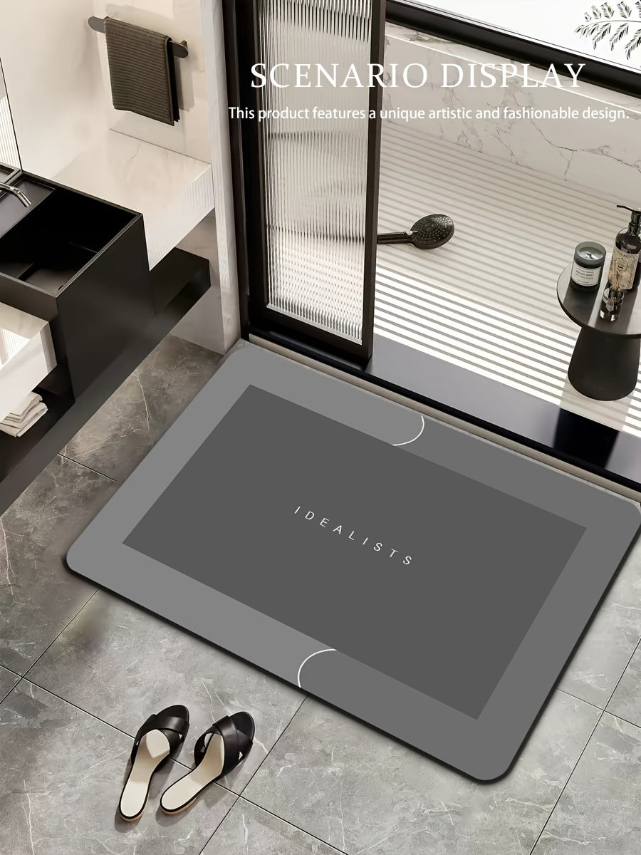Soft Diatomaceous Earth Bath Mat, Absorbent Quick-Drying Bathroom Floor Mat in Dark Gray, Blue, Light Gray or Pink with Four Size Options for Home Use