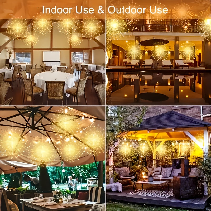 Solar Starburst Lantern Lights in Warm White with Remote Timer, 8 Listed Modes and Adjustable Brightness, Four- or Five-Piece Sets for Yard and Holiday Decor