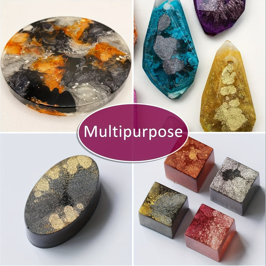 Metallic Alcohol Ink Set, 24-Color Shimmer Mixatives with Listed 0.34oz Each for Compatible Resin Coasters, Decorative Tumbler Crafts and Yupo Painting