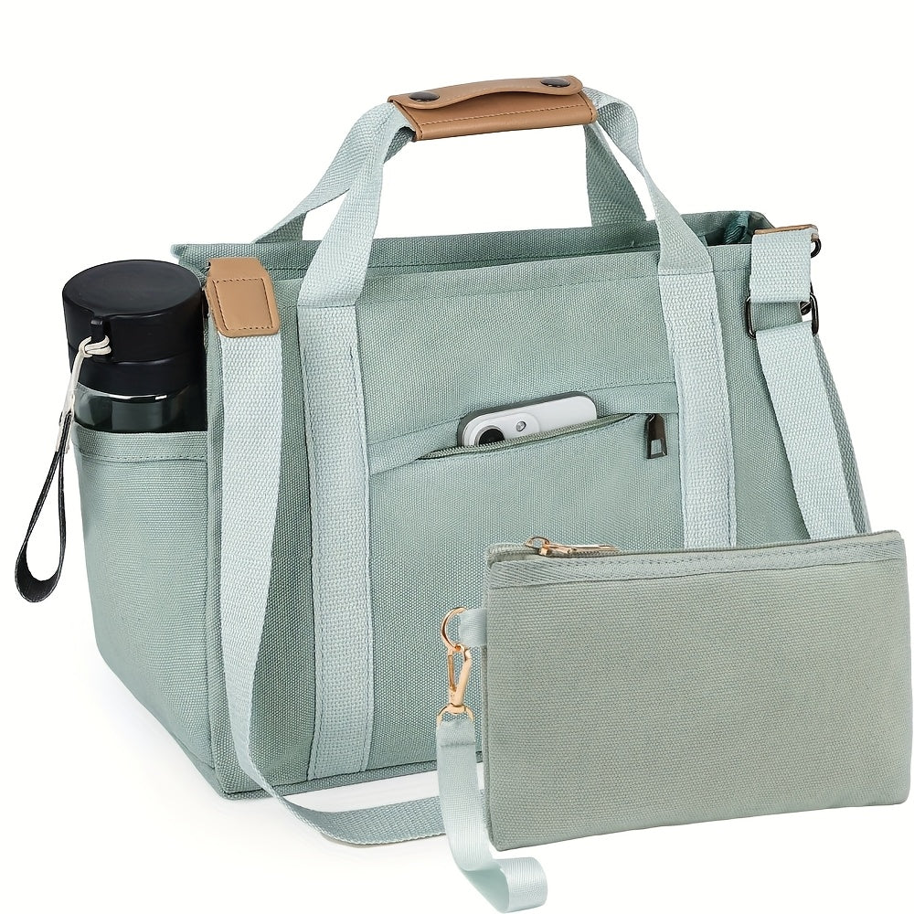 Women's Tote Bag with Three Inner Compartments and Front Zipper Pocket, Small or Large Shoulder and Crossbody Handbag Options for Work, Travel and Daily Carry