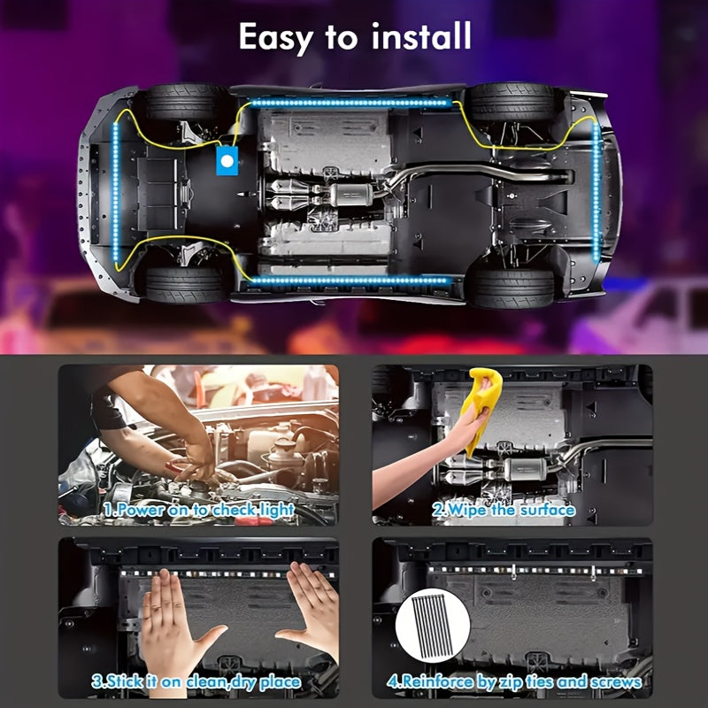 Exterior LED Accent Lighting Kit with Multiple Scene Modes, App and Wireless Control for Compatible Car, Truck and SUV Decorative Vehicle Lighting