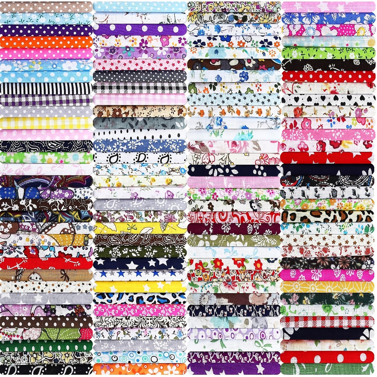 Cotton Quilting Fabric Squares, 600-Piece Precut 4 x 4 Inch Floral Patchwork Bundle in Mixed Colors for DIY Sewing, Quilt Blocks, Crafts and Clothing Accessories