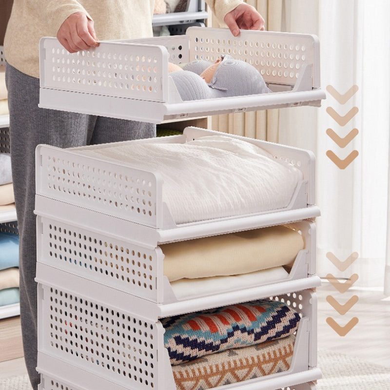 Stackable Closet Storage Baskets, 3-Piece Foldable Organizer Set with Listed 16.73 x 13.11 x 7.2 Inch Bins for Clothes, Files and Household Essentials