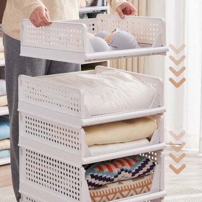 Stackable Closet Storage Baskets, 3-Piece Foldable Organizer Set with Listed 16.73 x 13.11 x 7.2 Inch Bins for Clothes, Files and Household Essentials