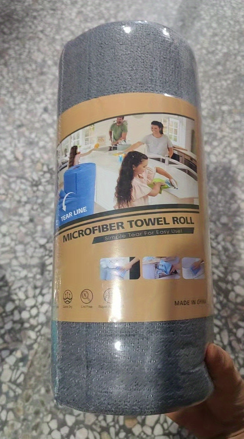 Reusable Paper Towel Roll with 50 Microfiber Cleaning Sheets, 170 GSM Woven Kitchen Dish Cloths for Everyday Household Wiping and Scrubbing