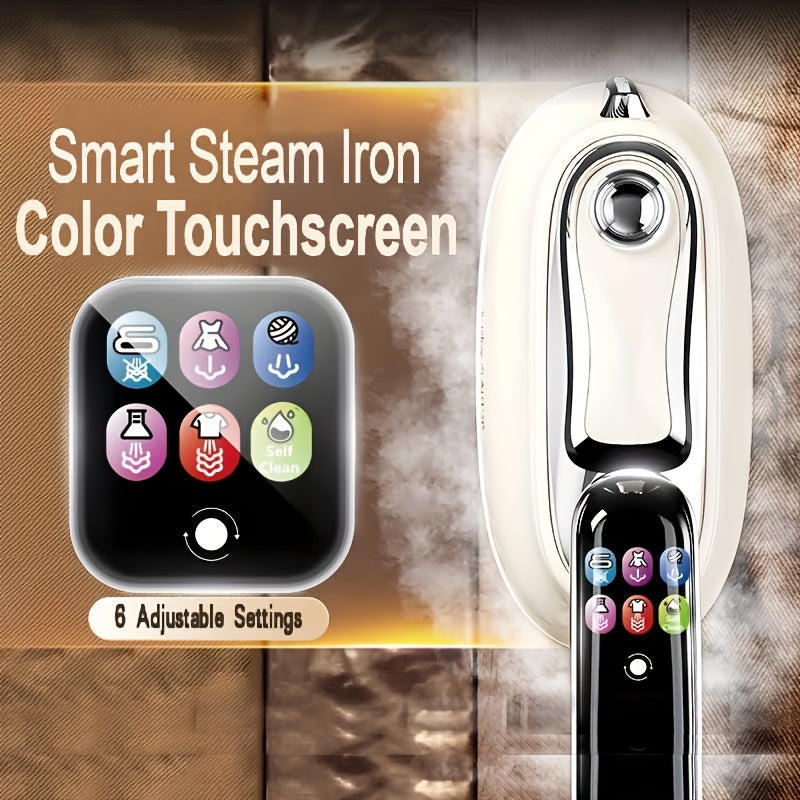 Beige Steam Iron with HD Display, Listed 5.41oz Water Tank, Self-Cleaning Function and 90-Degree Rotating Handle for Vertical and Horizontal Garment Care