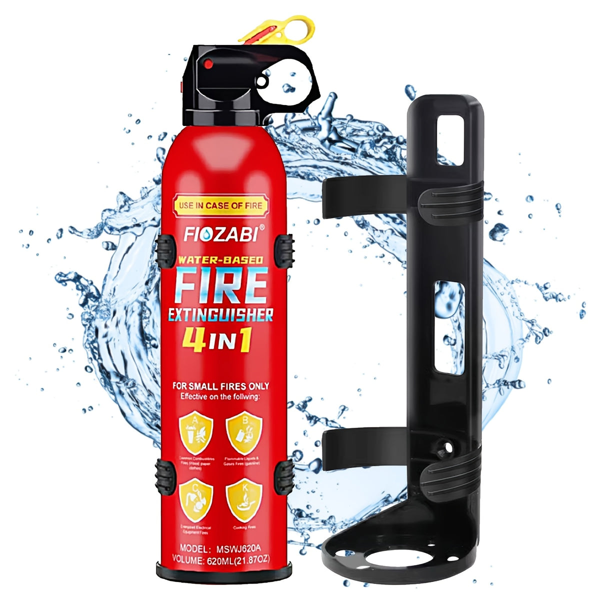 Portable Fire Extinguisher Spray by FIOZABI, Listed Water-Based Formula with Bracket Reference and 1, 2, 4, 8 or 24 Bottle Options for Preparedness Planning