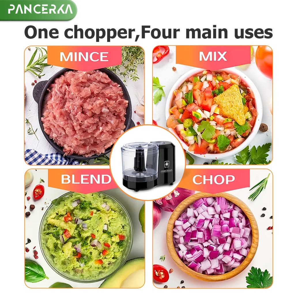 Electric Vegetable Chopper PANCERKA in Black with Listed Dicing, Mincing and Puree Functions, Kitchen Food Processor for Instruction-Approved Meal Preparation