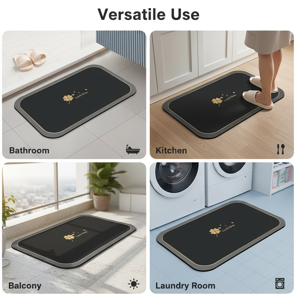 Quick-Drying Bathroom Mat with Diatomaceous Earth Reference, Soft Absorbent Bath Floor Mat with Listed Anti-Slip Design for Shower and Bathtub Areas