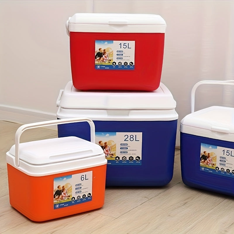Camping Insulated Cooler Bucket with Ice Plate and Five Cooling Pack or Bag Options, 1.59 to 7.4gal Capacity Choices in Orange, Blue or Red for Outdoor Trips