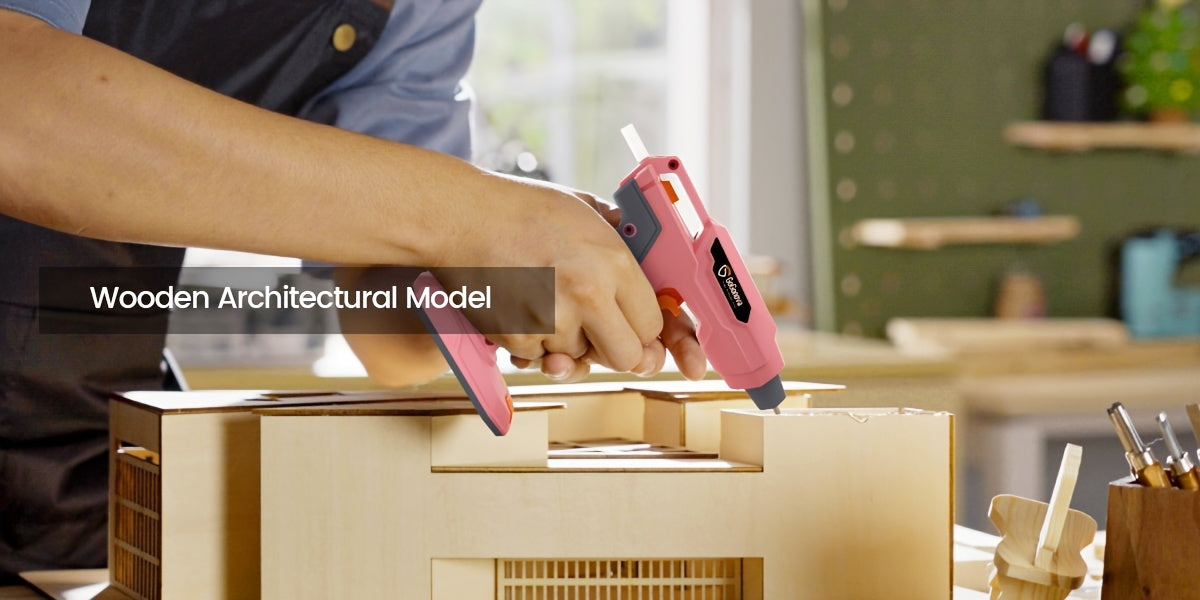 Cordless Hot Glue Gun for DIY Crafts and Handmade Decorations, USB Rechargeable Gogonova Tool in Pink, Grey or Blue for Compatible Nonstructural Repairs