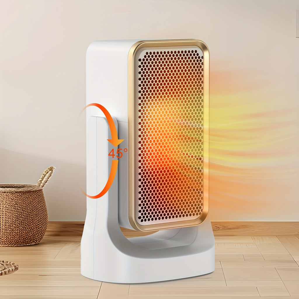 Compact Indoor Heater with Listed PTC Ceramic Heating, Thermostat and Three Fan Speeds, White or Black 500E and 1500 Option Labels for Supervised Room Warmth