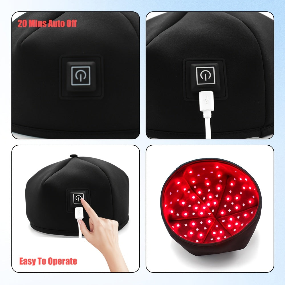 Red Light Therapy Cap with 120 LEDs, 660nm Red and 830nm Near-Infrared Light, Black or Gray Wearable Scalp Care Device for Adult Home Routines