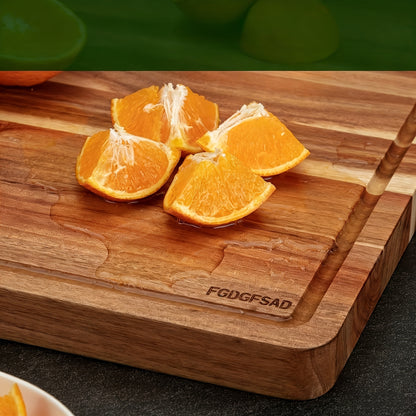 Large Wooden and Bamboo Cutting Board with Listed Juice Trough, Ordinary and Upgrade Size Options for Kitchen Food Preparation, Cheese Serving and Everyday Chopping
