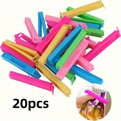 Reusable Plastic Food Bag Clips in Random Colors, 10, 20 or 30 Piece Packs for Compatible Snack Packages, Pantry Storage and Everyday Kitchen Organization