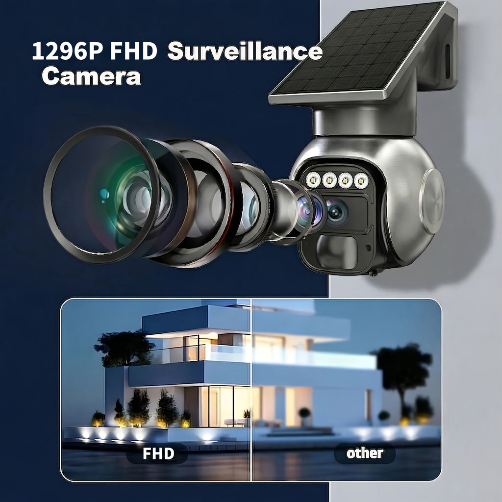 3MP Cellular Solar Security Camera with No-WiFi 4G LTE, Pan Tilt Human Tracking, Night Vision and Two-Way Audio for Farm, Ranch and Rural Home Monitoring