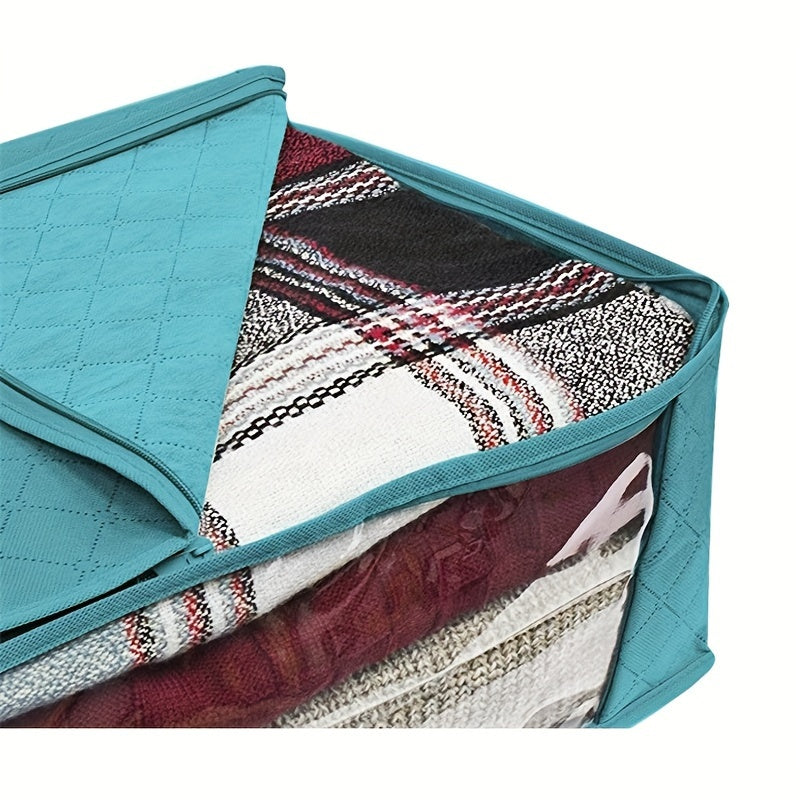 Clothing Storage Bags Set of 3 with Lids and Handles, Foldable Blanket and Quilt Organizers for Bedroom Closets, Wardrobes and Suitable Under-Bed Spaces