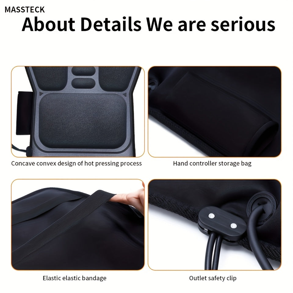 MASSTECK Heated Vibration Seat Cushion with Nine Listed Motors and Triple Back Heating Wording, Black Massage Mat for Compatible Chair or Couch Comfort Routines