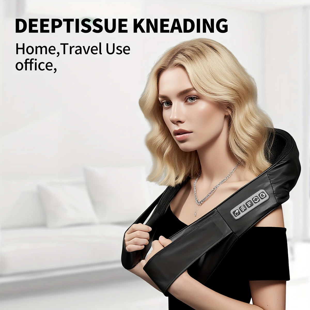 Electric Kneading Neck and Shoulder Massager in Black or Grey, Acupressure-Style Personal Care Device for Adult Home Massage Routines and Gift Ideas