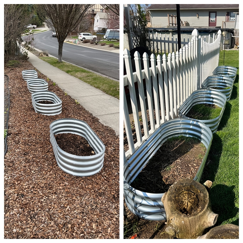 Outdoor Galvanized Raised Garden Bed, Metal Planter with 2x2x1ft Single and 4x2x1ft One-, Two- or Four-Bed Options for Vegetables, Herbs and Flowers