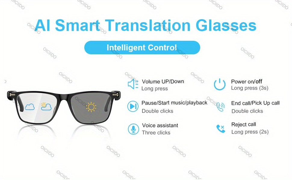 Conference Translation Glasses by OICIIDO, AI Smart Eyewear with 160-Language Recognition, Real-Time Interpretation and Meeting Transcript Summarization