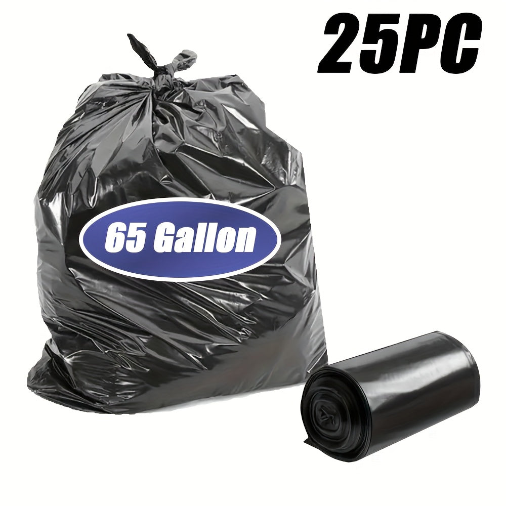 65 Gallon Black Trash Bags in 25, 50 or 100-Count Packs, Large Disposable Garbage Can Liners for Household Cleanup, Garden Waste and Business Use