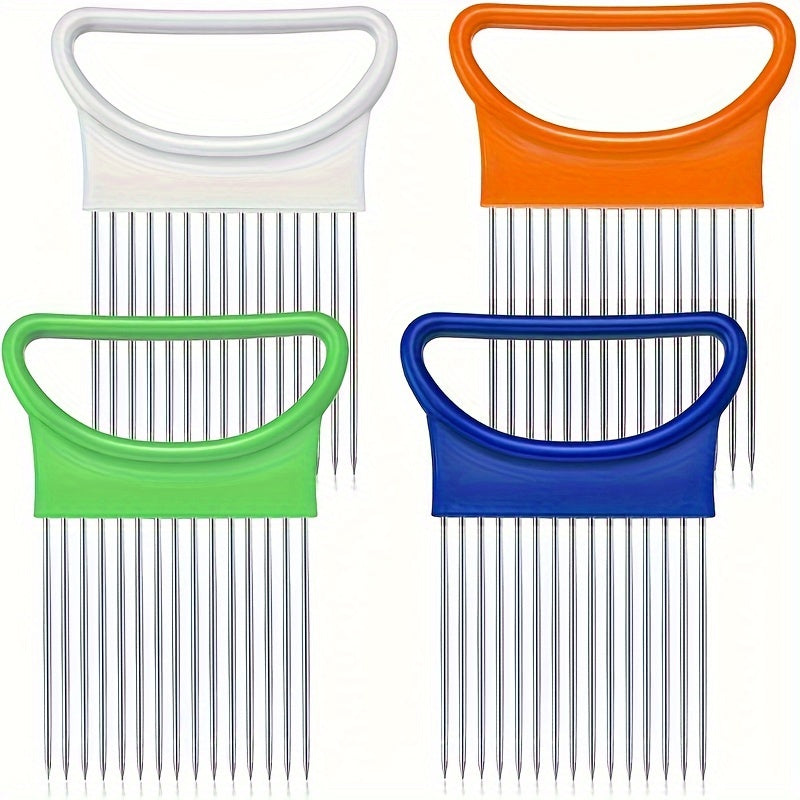 Onion Slicing Holder for Vegetable and Tomato Preparation, Kitchen Cutting Accessory with Blue, White, Green, Orange and Quantity Label Options