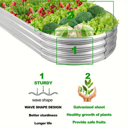 Galvanized Raised Garden Bed Kit Two-Pack, Oval Metal Outdoor Planter Boxes for Vegetable Growing, Backyard Planting and Home Garden Layouts