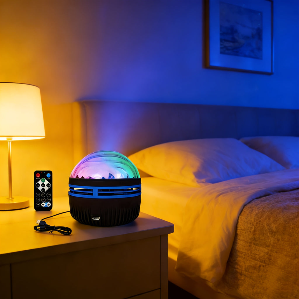 Aurora Borealis Star Projector with Remote and Seven Listed Lighting Effects, Single LED Galaxy Night Light for Bedroom and Party Decoration