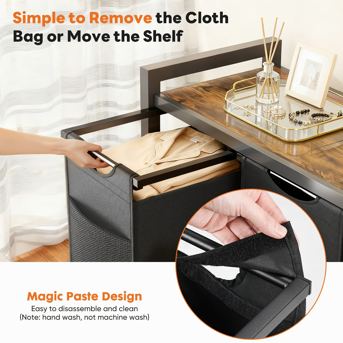 Rolling Laundry Sorter Cart with Pull-Out Removable Bags and Lockable Wheels for Bedroom, Bathroom and Laundry Room, 20 to 44 Inch Model Options