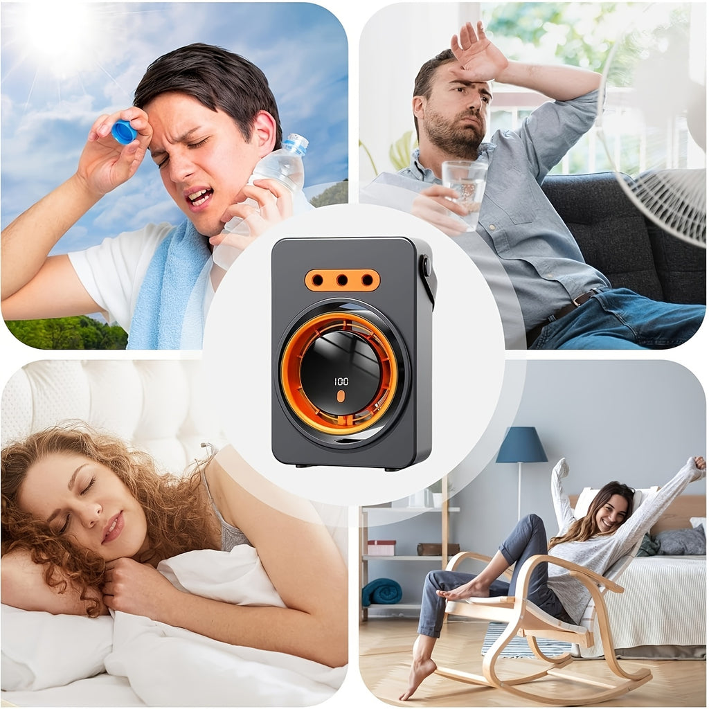 Portable Humidifier Fan in Off White with Handle, Listed USB Type-C Connection and Two-in-One Airflow and Moisture Functions for Home or Office Desks