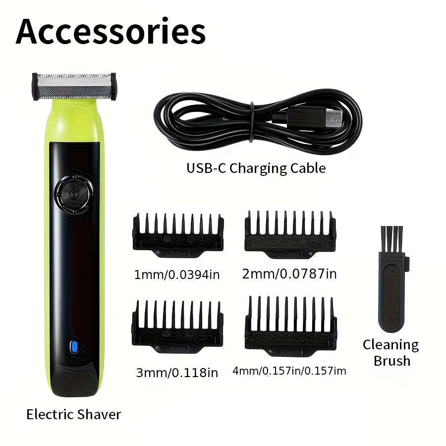 T-Blade Body Trimmer with USB Rechargeable 600mAh Battery for Men's and Women's Grooming, Yellow or Upgraded Version with Four Guide Combs