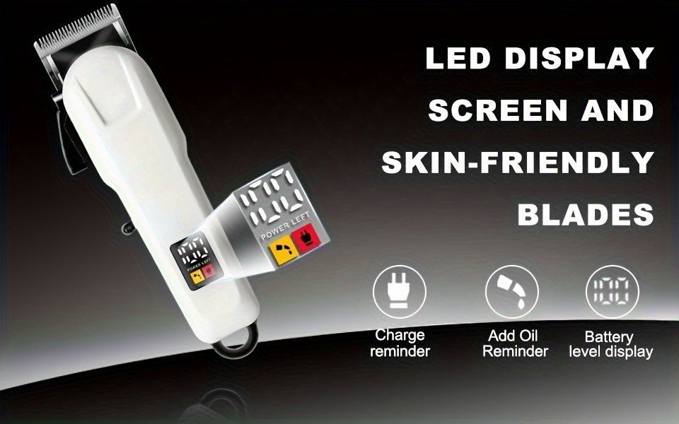 Electric Grooming Kit in White with Two or Three-Piece Option Labels, Listed Razor and Clipper, Digital Screen and USB Rechargeable Design for Home Hair Care