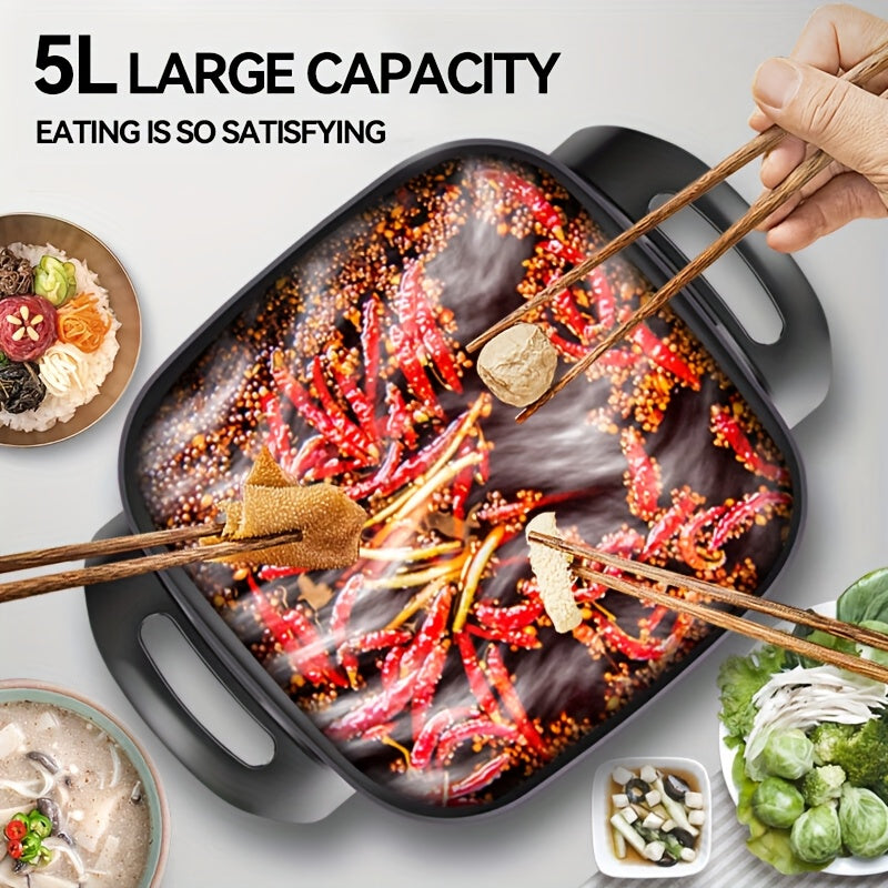Electric Frying Pan with Lid in Black, Nonstick Cooking Pot with Listed Constant Temperature Control for Stir-Frying, Steak Preparation and Home Kitchen Meals