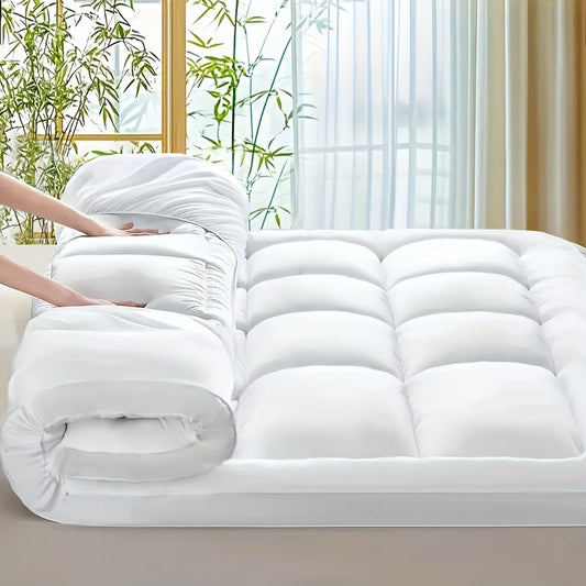 Quilted Mattress Protector with Sanded Polyester Fabric, Listed 8–21 Inch Pocket Range and Twin, Full, Queen or King Options in White, Bamboo Blue or Gray