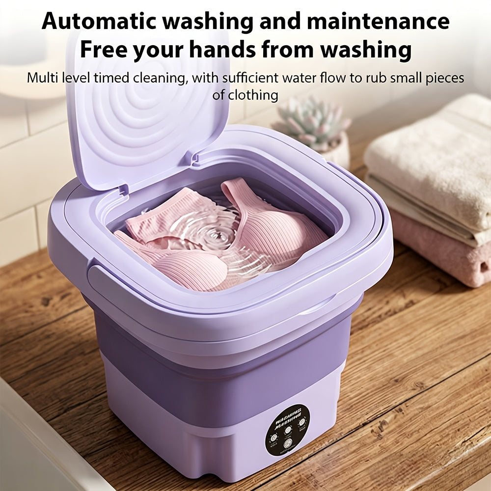 Portable Mini Washing Machine with 2.38gal Listed Volume, Foldable Small-Load Washer for Socks, Underwear and Small Garments, Home Laundry and Travel Storage