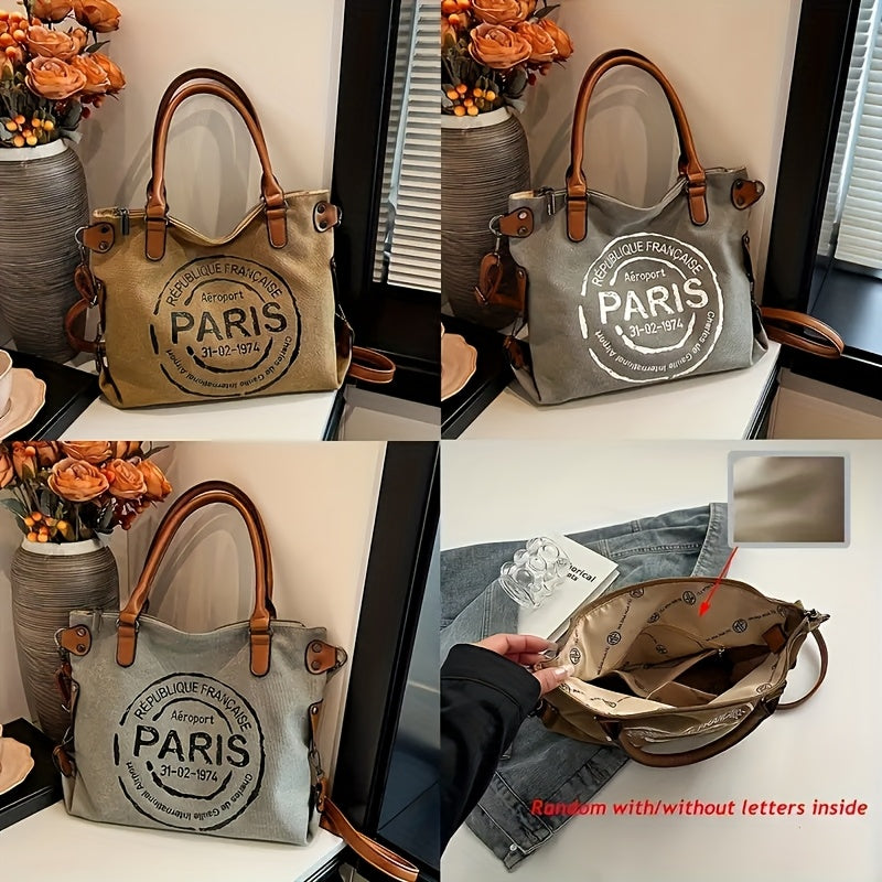 Tote Crossbody Shoulder Bag with Adjustable Strap, Brown with Black or Gray with Black Options for Everyday Errands, Commuting and Casual Outfit Styling