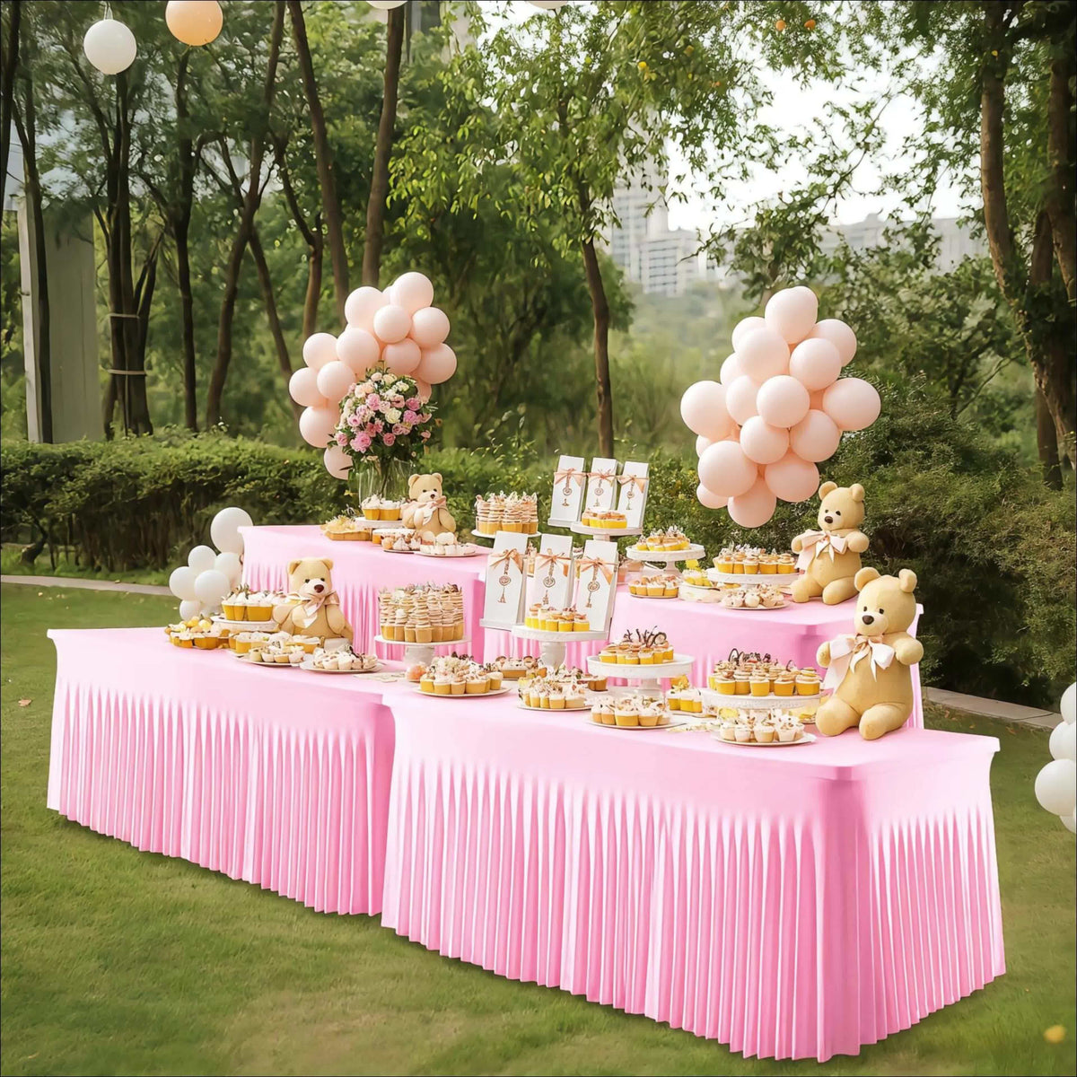 Fitted Spandex Tablecloths Two-Pack for 6-Foot Rectangular Tables, Polyester Blend Covers in Nine Color Options for Wedding Desserts, Banquets and Parties