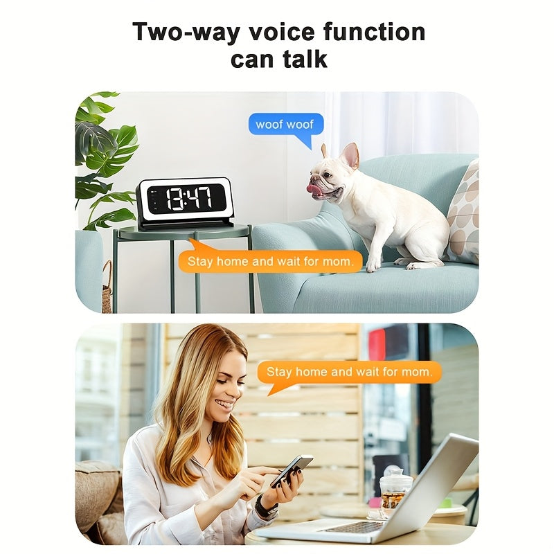 WiFi Clock Camera with 2K Video, Indoor Home Monitoring Camera with Motion Detection, Full Color Night Vision and Two-Way Talk in Ivory White